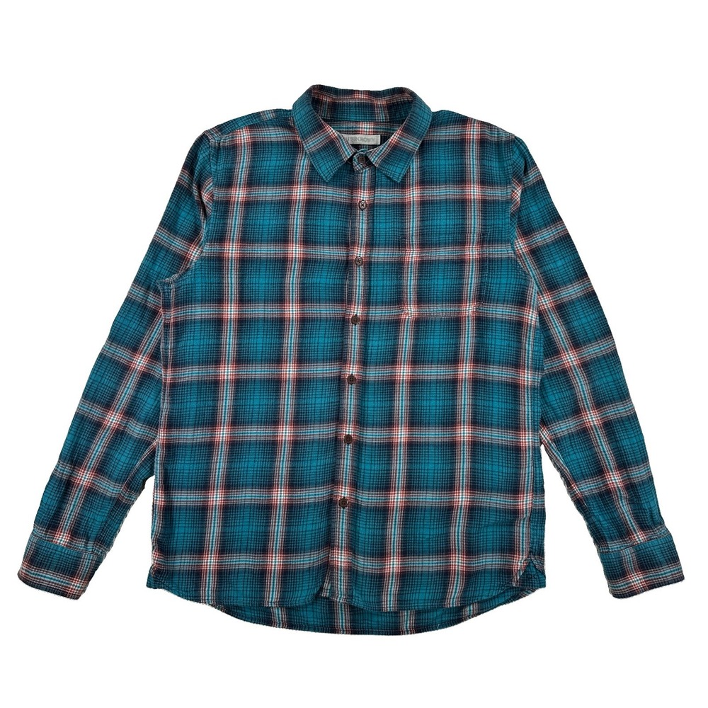 Outerknown Flannel Shirt Men's Medium Blue Plaid Organic Cotton